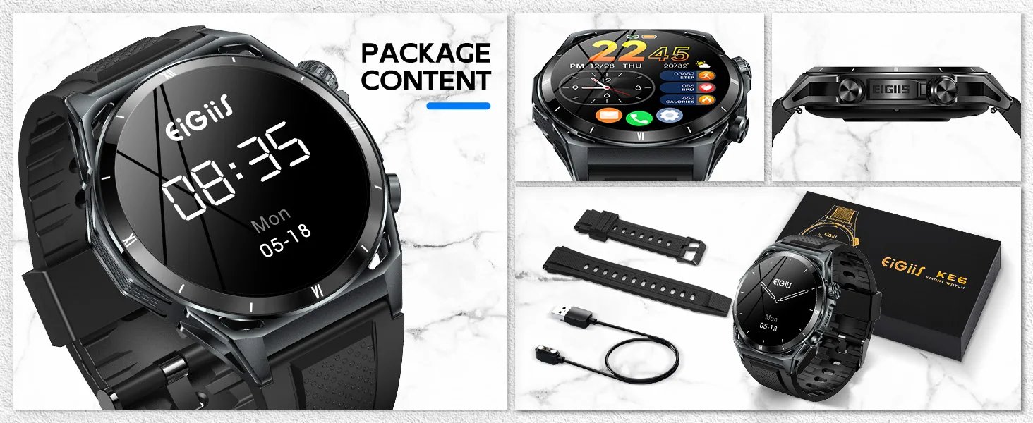 EIGIIS New Smart Watch Bluetooth Call Health Monitor IP68 Waterproof